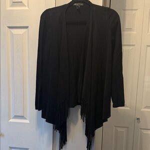 INC International Concepts Black Fringe Cardigan